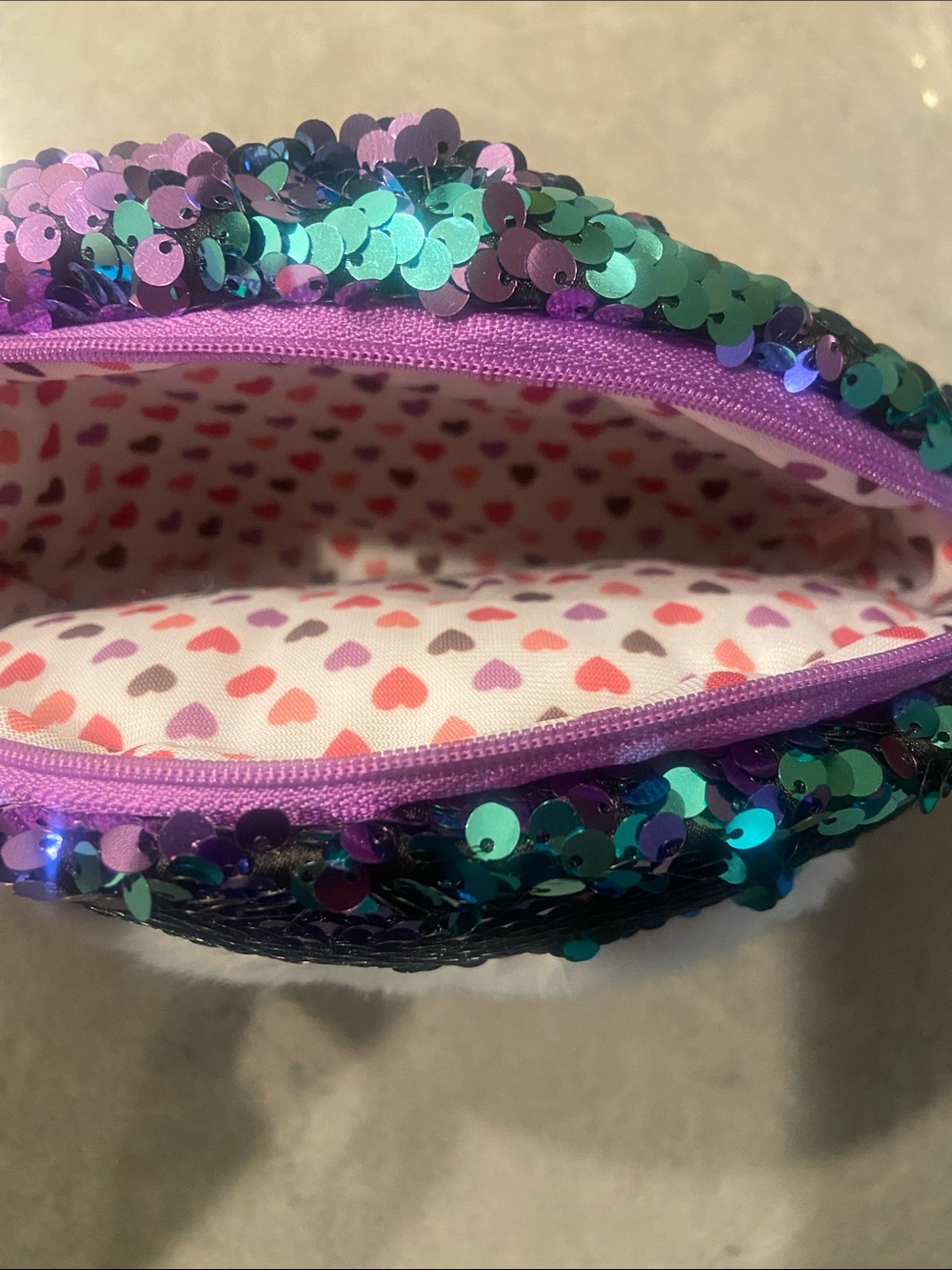 Ty Sequin Owl Hand Bag in Purple & Teal - Picture 2 of 4